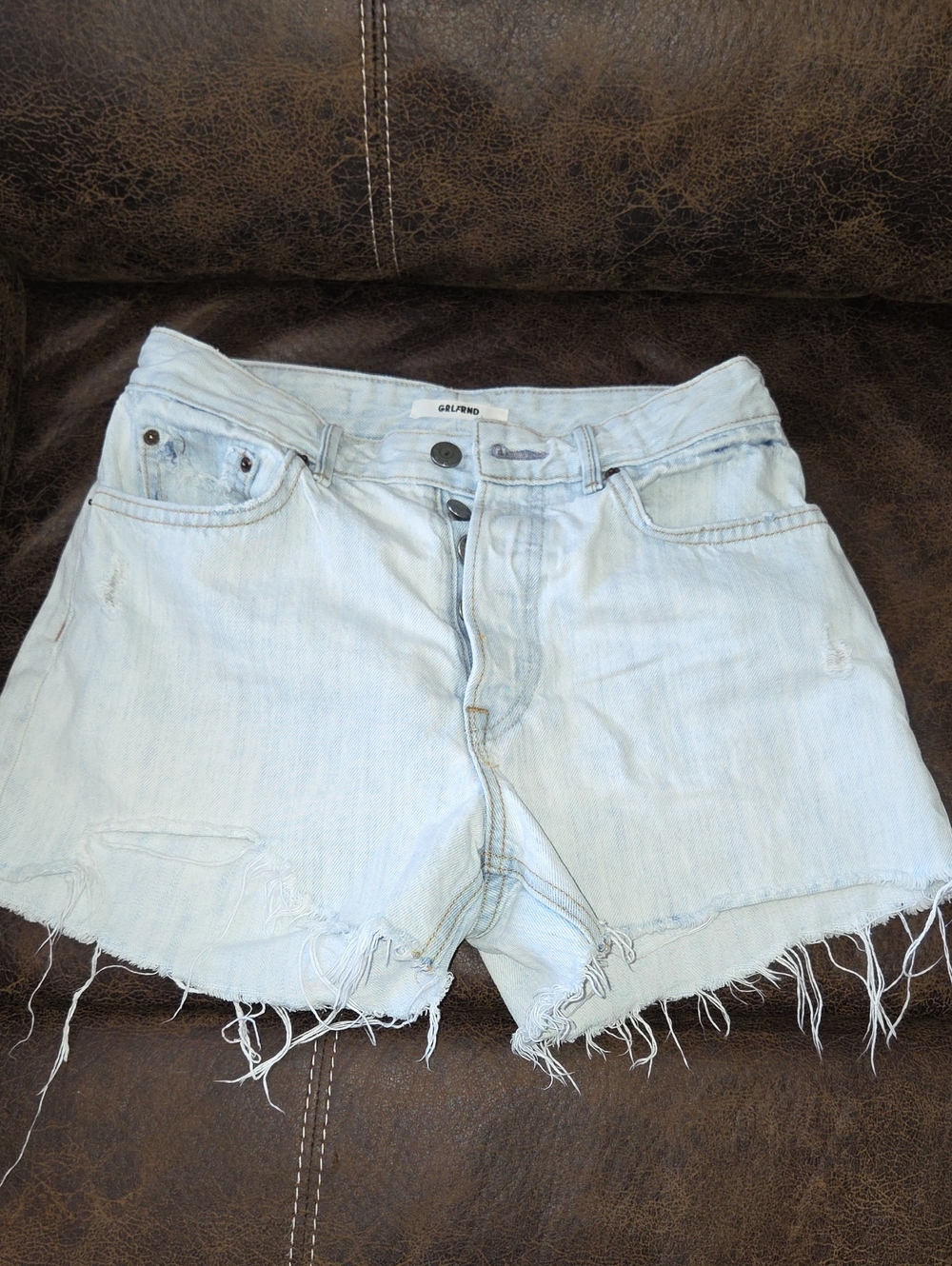 Used GRLFRND Helena Short Womens 26 Dare Me Light Wash High Rise Cut Off Shorts